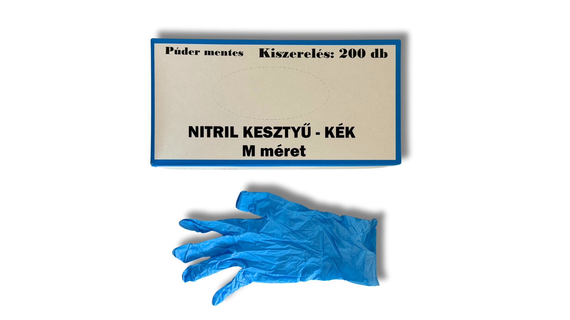 Nitril kék kesztyű M méret, 200db/doboz termék fő termékképe