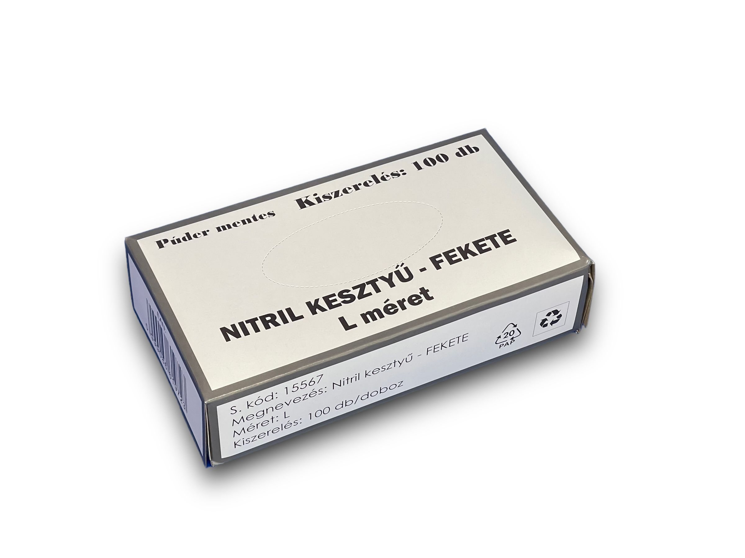 Nitril kesztyű L méret, FEKETE, 100db/doboz termék fő termékképe