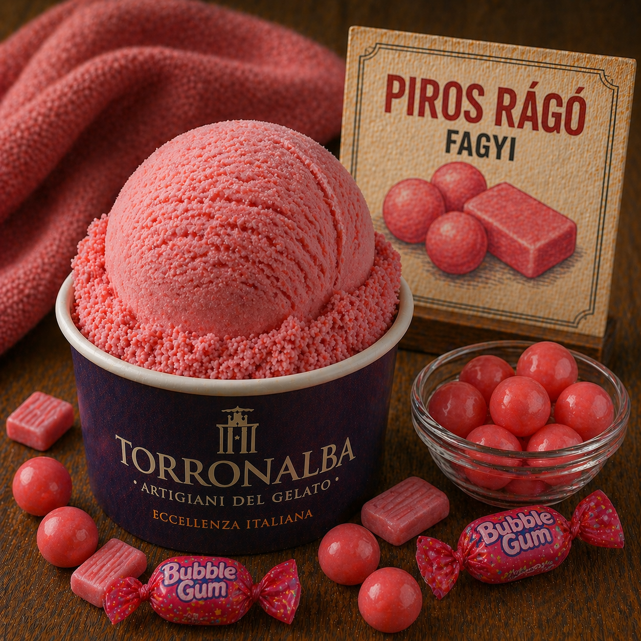 Torronalba BUBBLE-GUM / PIROS SZÍNŰ RÁGÓ ÍZŰ PASZTA, 3kg termék fő termékképe