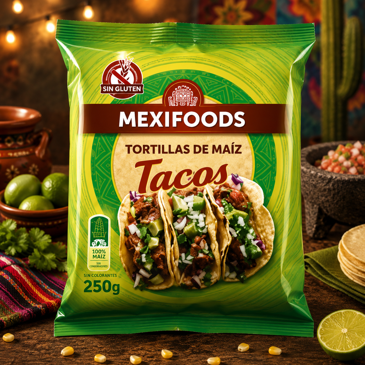 MEXIFOODS Tortilla - kukoricás GM, 15cm 250g ,10db / csomag termék fő termékképe