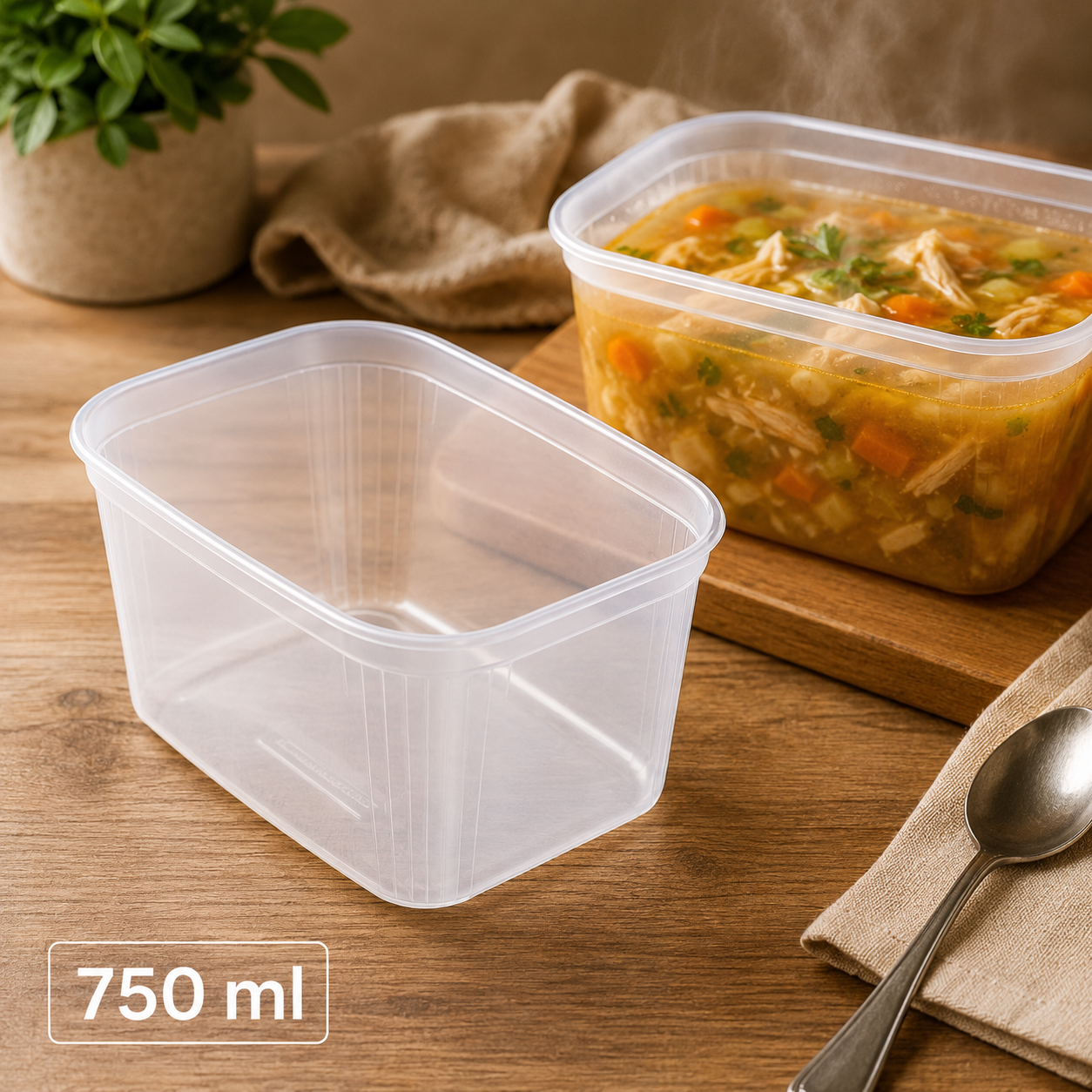 Elviteles doboz - svédtál PP, 750 ml, natúr, 50db/csomag termék fő termékképe
