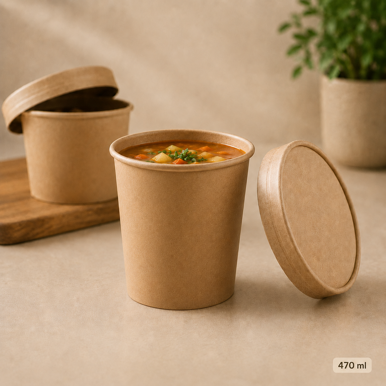 Leveses pohár barna kraft papír+PE 16oz/470ml, 25db/csomag termék fő termékképe