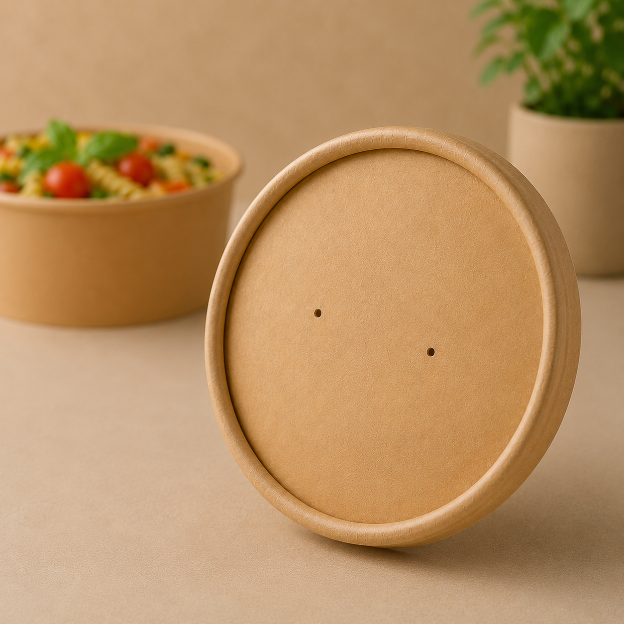 Tető leveses pohárhoz barna kraft papír+PE, 118mm, 25db/csomag termék fő termékképe