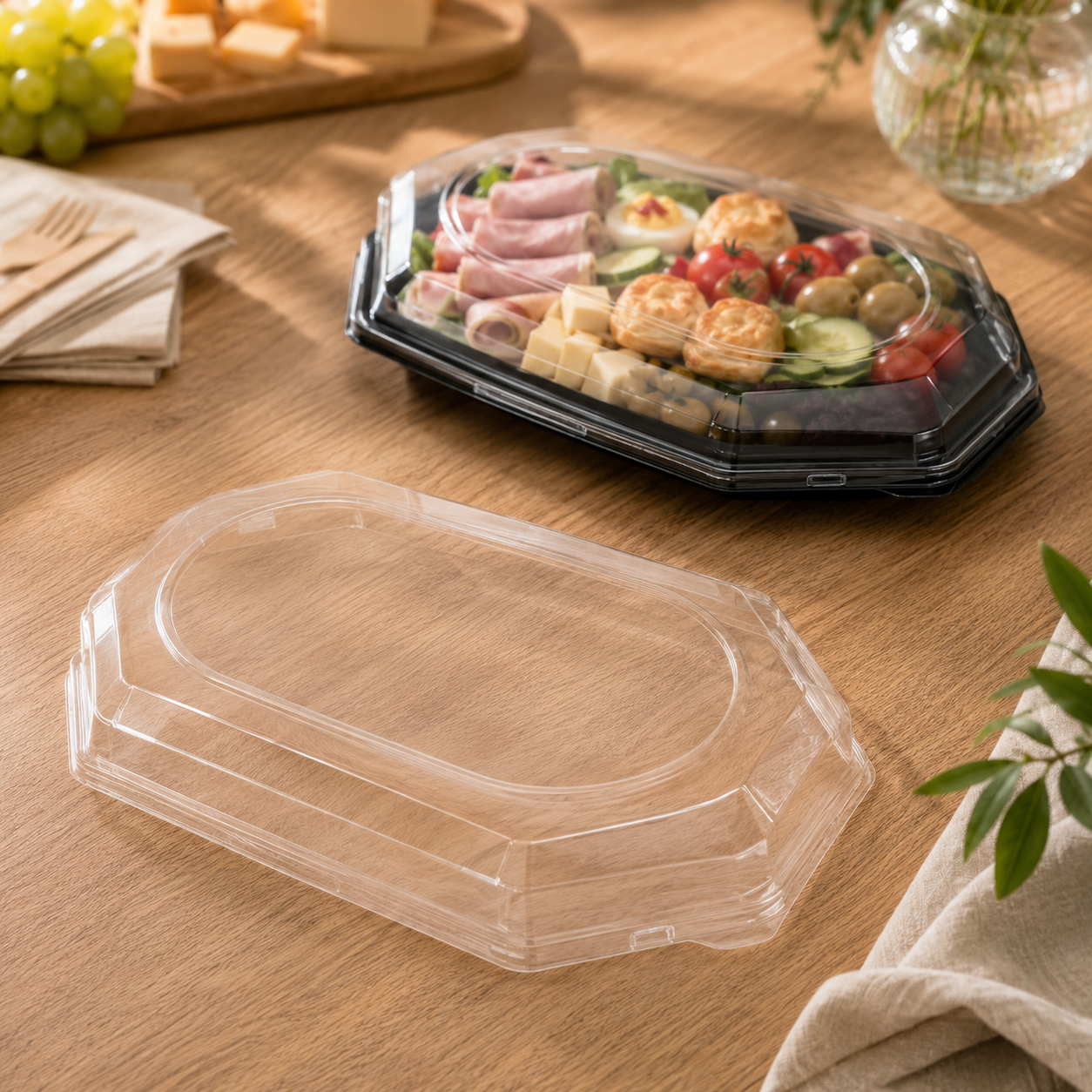 Tető műanyag fekete catering HIDEG tálca, 5 személyes, zárható (10db/csomag)(90db/#) termék fő termékképe