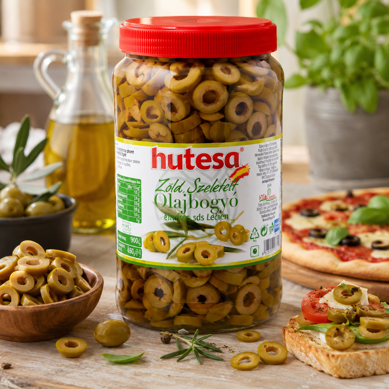 HUTESA Olajbogyó - zöld, szeletelt 900g / 450g termék fő termékképe