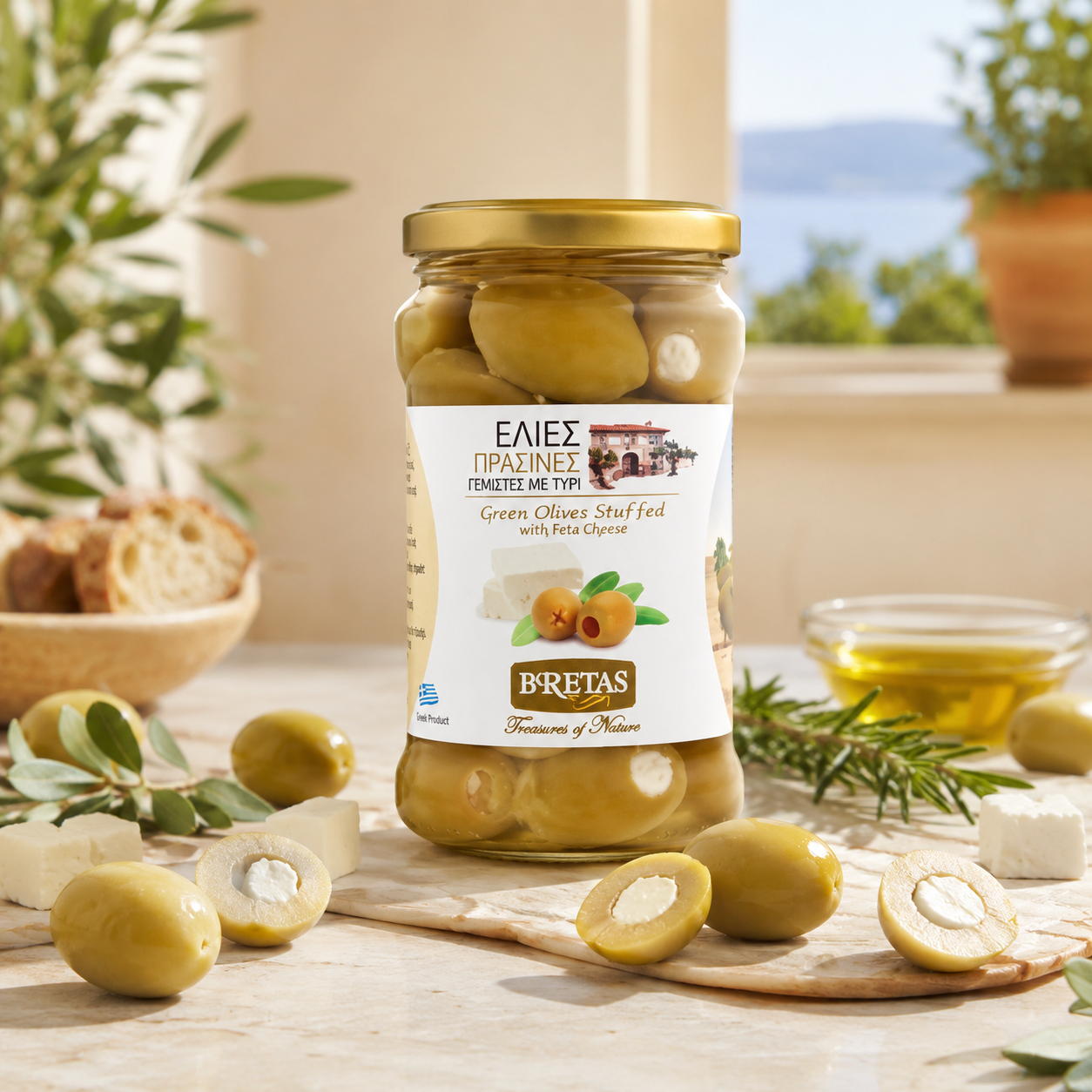 BRETAS Olajbogyó - zöld, fetával töltött 290/180g termék fő termékképe