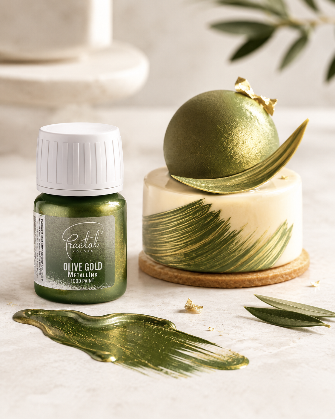 Fractal colors Ételfesték metál zöld- Olive Gold, 30g termék fő termékképe