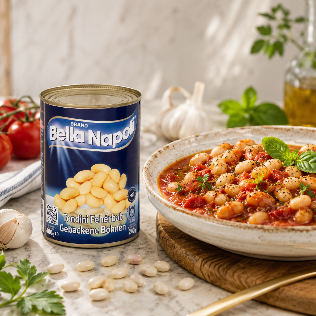 Fehér vajbab sós lében BELLA NAPOLI, 400g termék fő termékképe