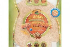 EL SABOR Teljes kiőrlésű Big Wrap 25cm 245g (4db / csomag) termék fő termékképe