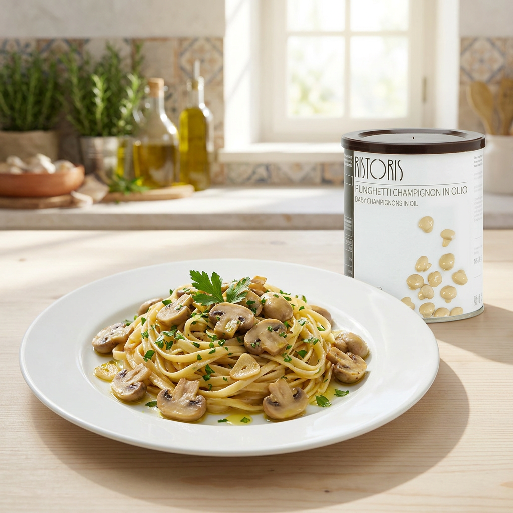 Ristoris Bébi sampignon olajban- Funghetti champignons in olio Latta 4/4, 800g termék fő termékképe