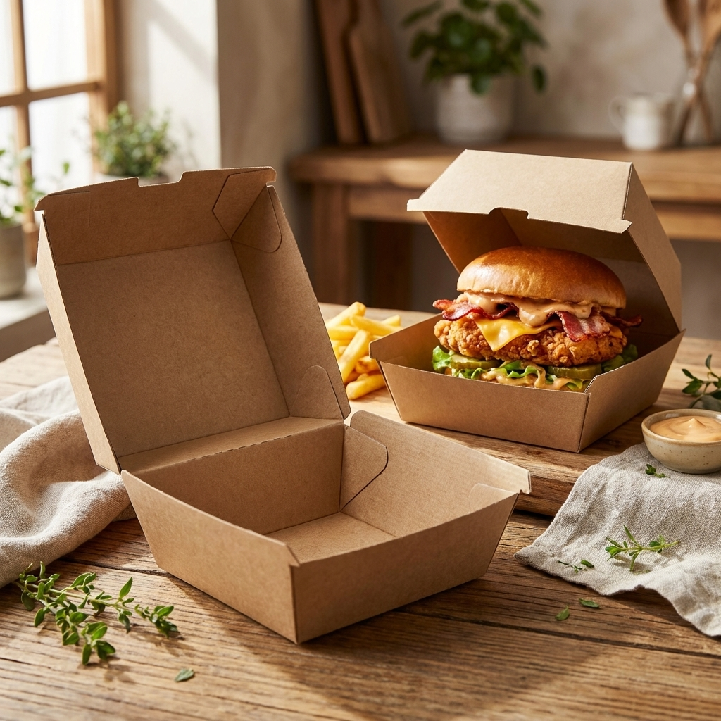 Hamburgeres papír doboz 130x130x110, 100db/csomag termék fő termékképe