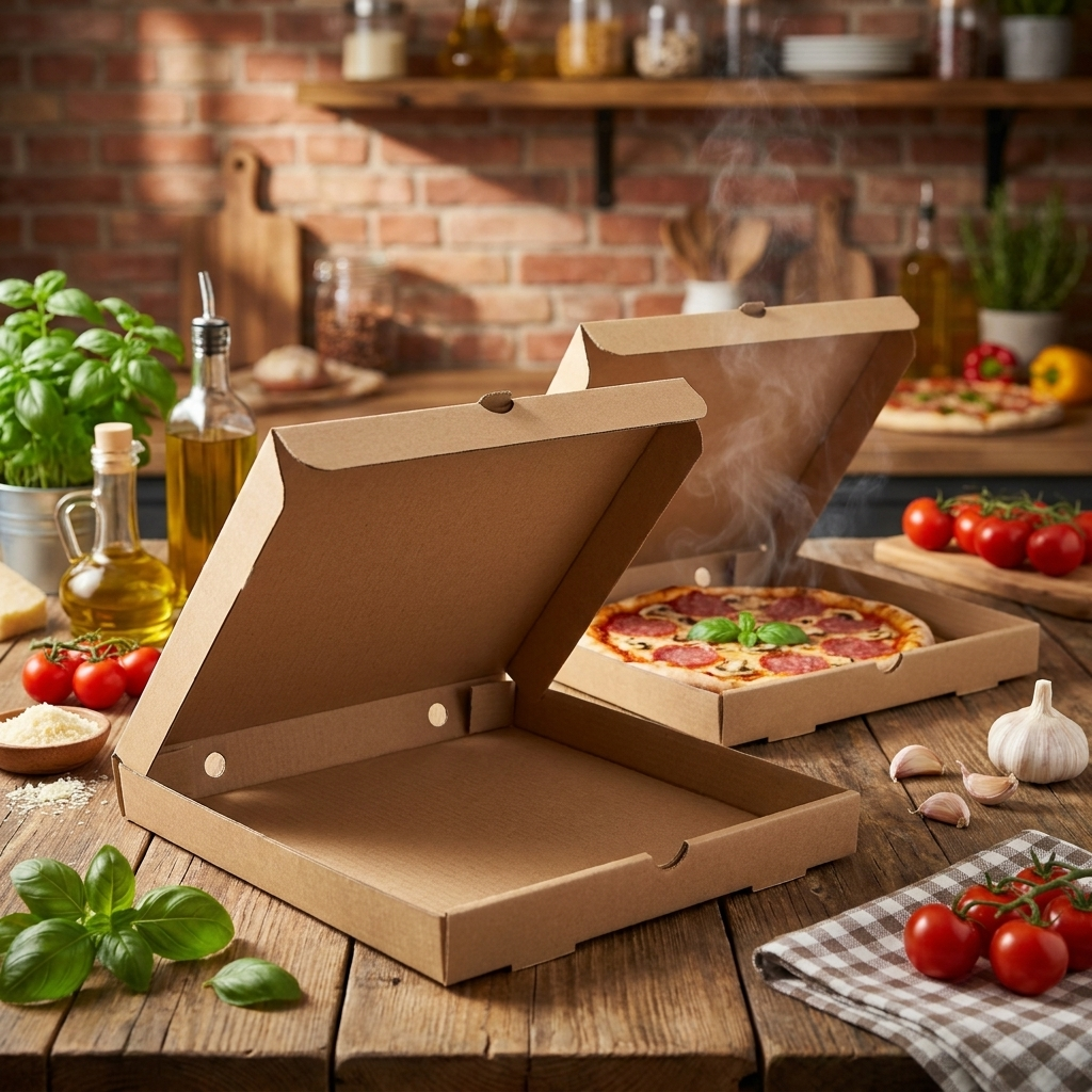 Pizza doboz 32x32x3 cm négyszög BB, 100db/csomag termék fő termékképe