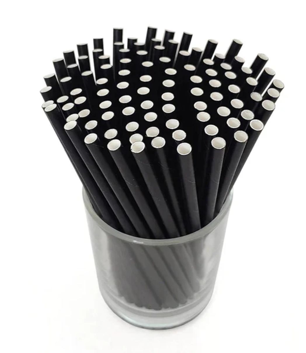 Műanyag szívószál újrahasznosítható fekete XT 8mm*22cm, 100db/csomag termék fő termékképe